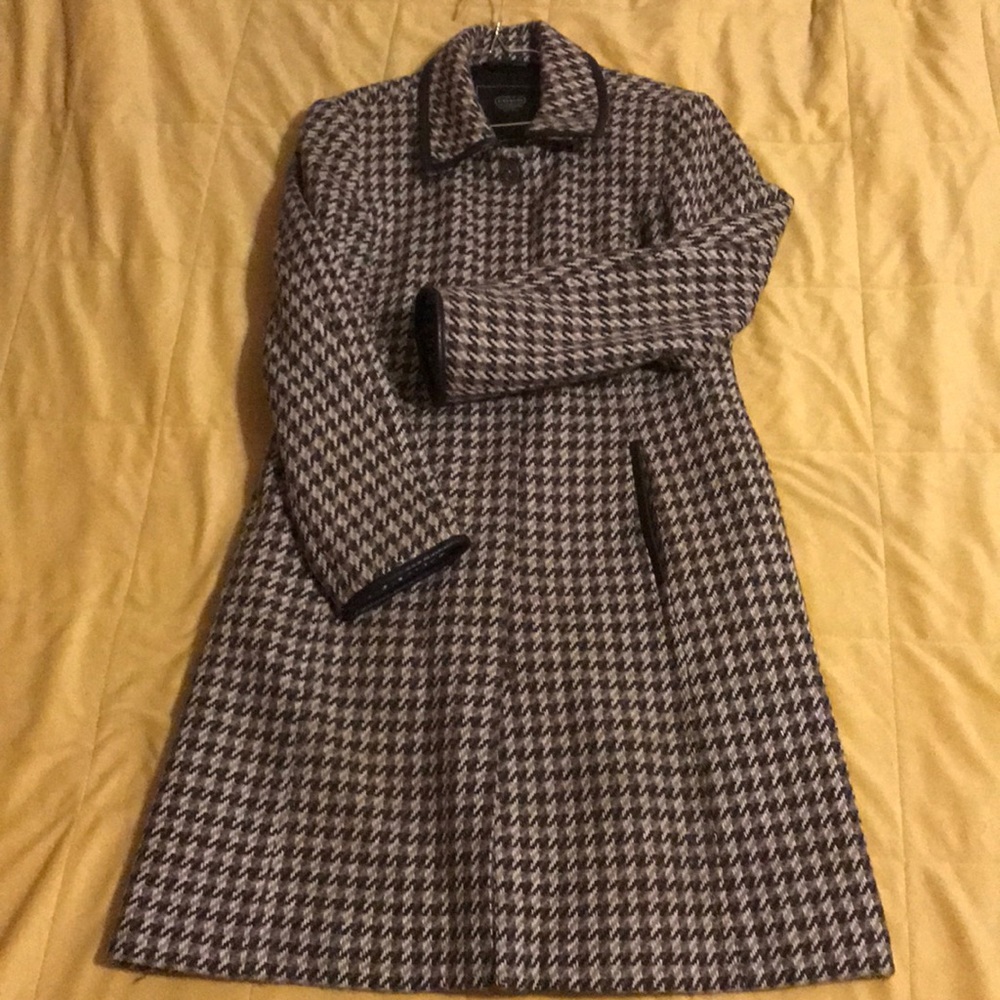 Coach Wool Houndstooth Brown Trench L